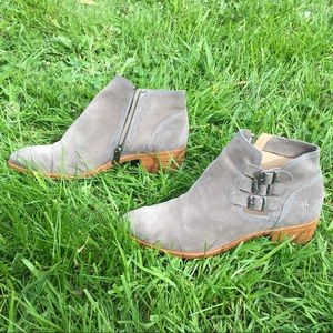 Frye Ray Belted Suede Ankle Booties